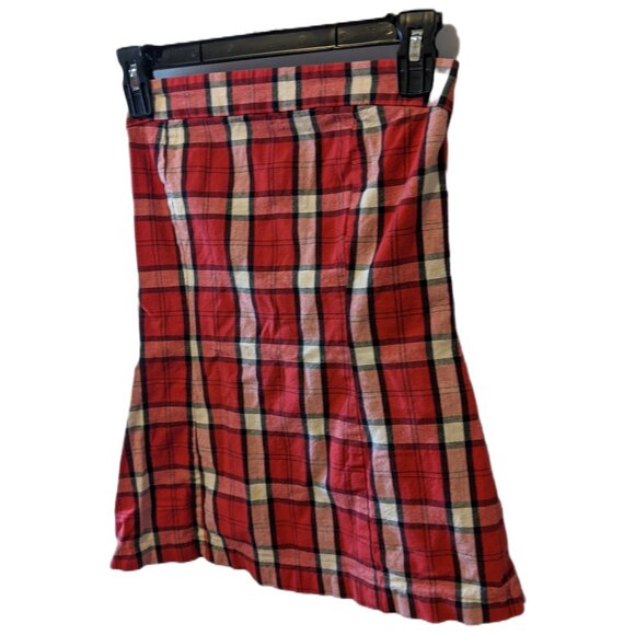 Vintage Y2K Tartan Plaid Strapless Top Picnic Cute Sirens Preppy Red Black Sz S - Picture 3 of 7